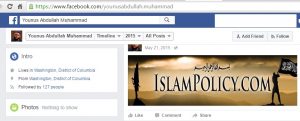 Younus Abdullah Muhammad Facebook Page for his IslamPolicy Web Site when he announced his release included man waving ISIS flag (Facebook screenshot)